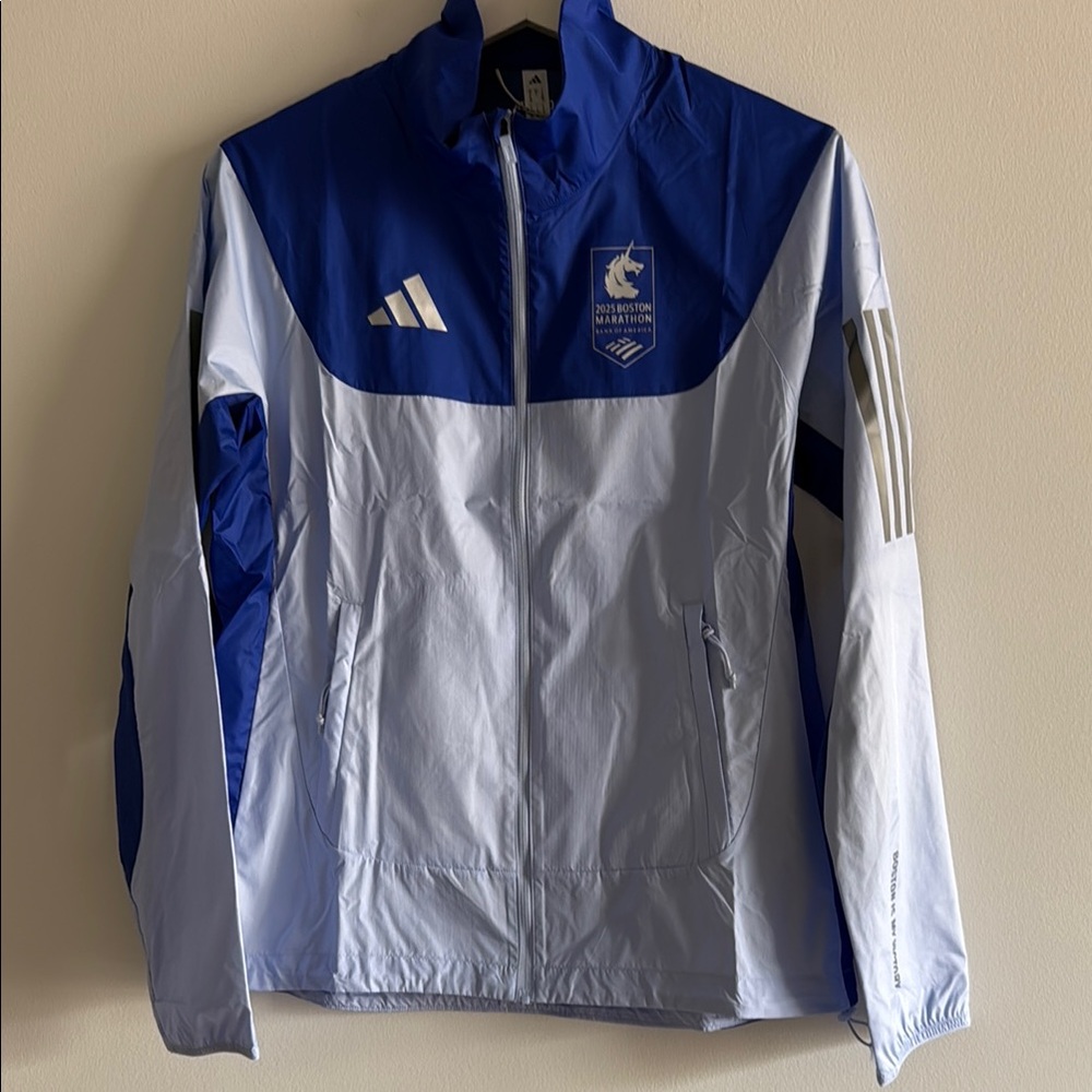 adidas 2025 Boston marathon Blue and White Utility women’s Jacket